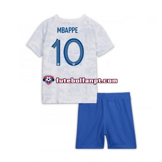 Camisola Alternativo Seleção Francesa Mbappe 10 World Cup 2022 Manga Curta ,Criança