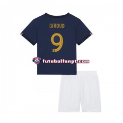 Camisola Principal Seleção Francesa Olivier Giroud 9 World Cup 2022 Manga Curta ,Criança