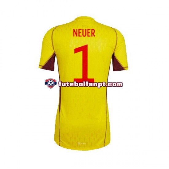 Camisola Alternativo Guarda-redes Seleção Alemã Manuel Neuer 1 World Cup 2022 Manga Curta ,Homem