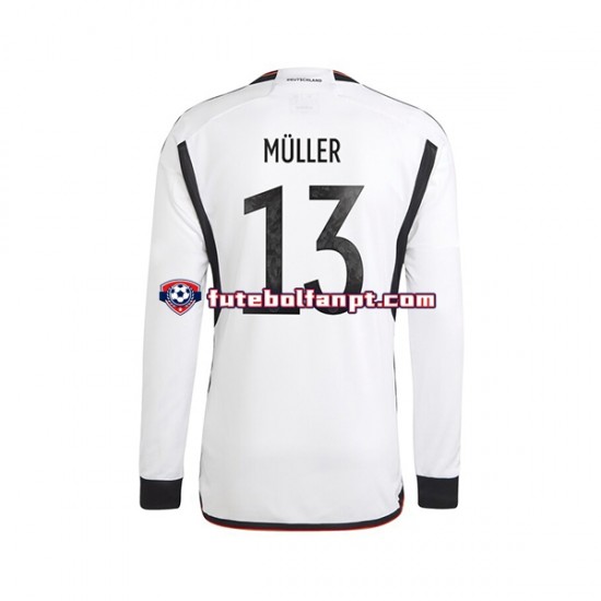 Camisola Principal Seleção Alemã Thomas Muller 13 World Cup 2022 Manga Comprida ,Homem