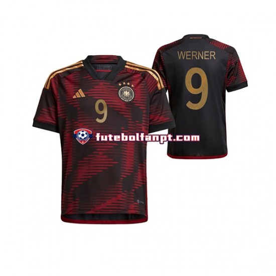 Camisola Alternativo Seleção Alemã Timo Werner 9 World Cup 2022 Manga Curta ,Homem