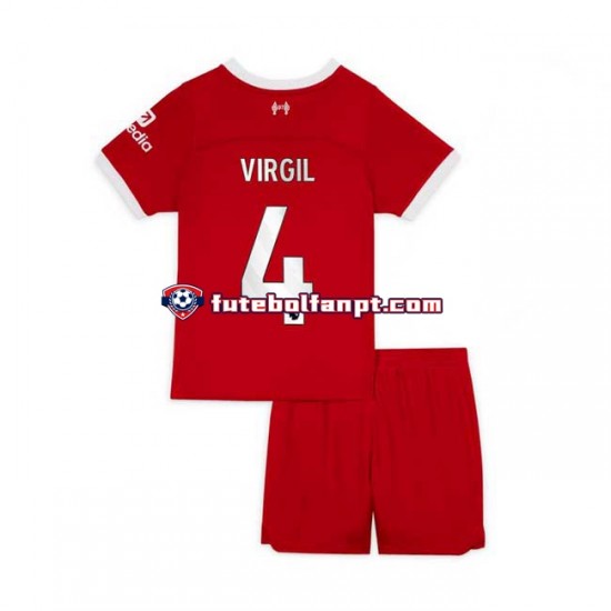 Camisola Principal Liverpool Virgil van Dijk 4 Época 2023/2024 Manga Curta ,Criança