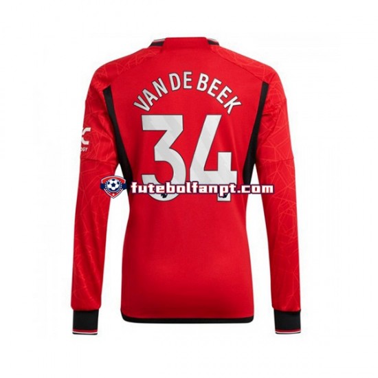 Camisola Principal Manchester United Donny van de Beek 34 Época 2023/2024 Manga Comprida ,Homem