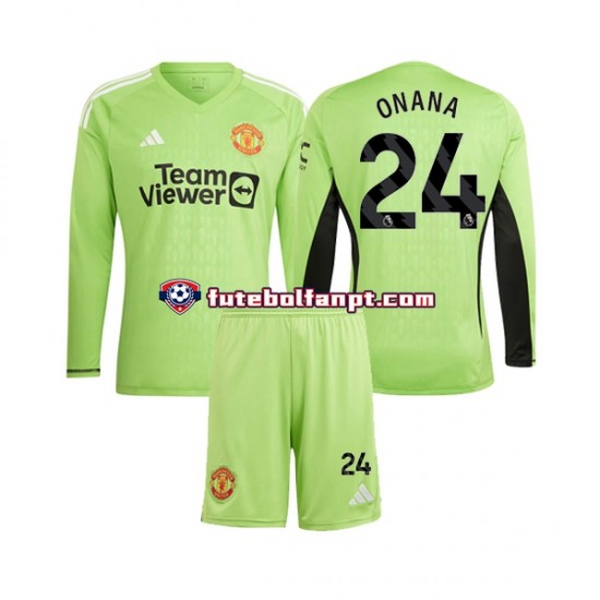 Camisola Principal Guarda-redes Manchester United Andre Onana 24 Época 2023/2024 Manga Comprida ,Criança