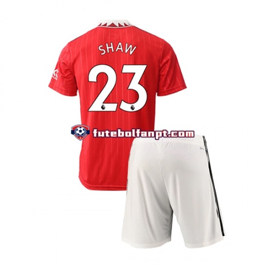 Camisola Principal Manchester United Luke Shaw 23 Época 2022/2023 Manga Curta ,Criança