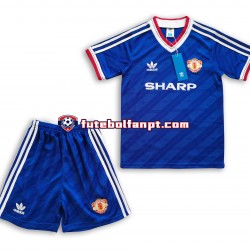 Camisola Alternativo Manchester United Retro 1986 Manga Curta ,Criança