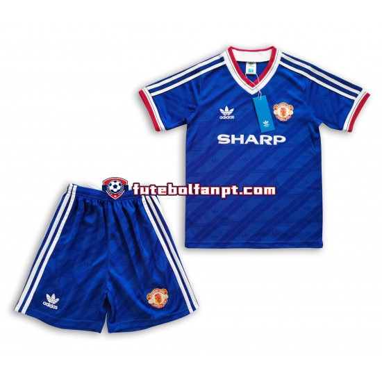 Camisola Alternativo Manchester United Retro 1986 Manga Curta ,Criança