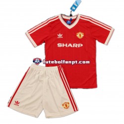 Camisola Principal Manchester United Retro 1984 Manga Curta ,Criança