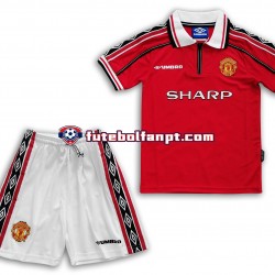 Camisola Principal Manchester United Retro 1998-1999 Manga Curta ,Criança