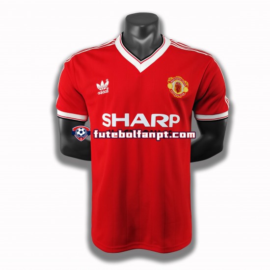 Camisola Principal Manchester United Retro 1983 Manga Curta ,Homem