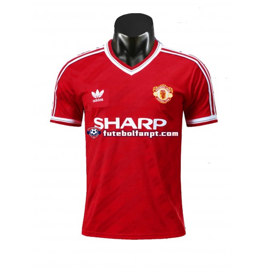 Camisola Principal Manchester United Retro 1986 Manga Curta ,Homem