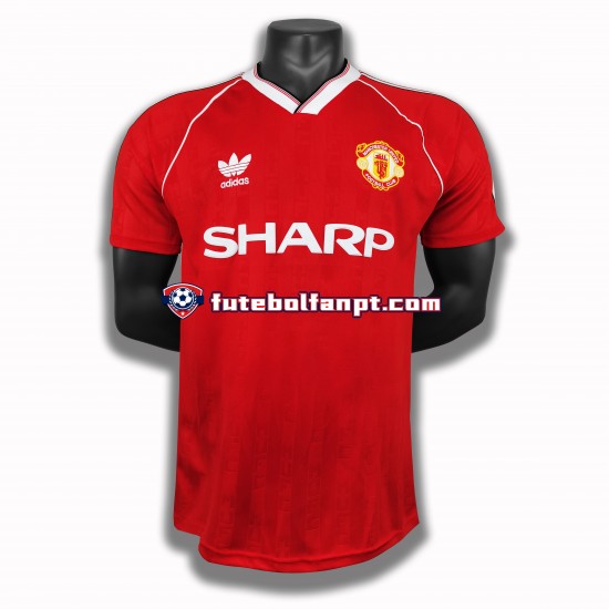 Camisola Principal Manchester United Retro 1988 Manga Curta ,Homem