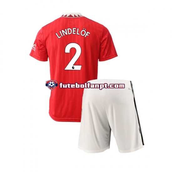 Camisola Principal Manchester United Victor Lindelof 2 Época 2022/2023 Manga Curta ,Criança