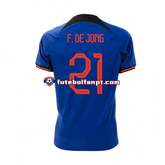 Camisola Alternativo Seleção Neerlandesa Frenkie de Jong 21 World Cup 2022 Manga Curta ,Homem