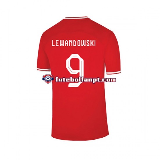 Camisola Alternativo Selecção Polaca Lewandowski 9 World Cup 2022 Manga Curta ,Homem