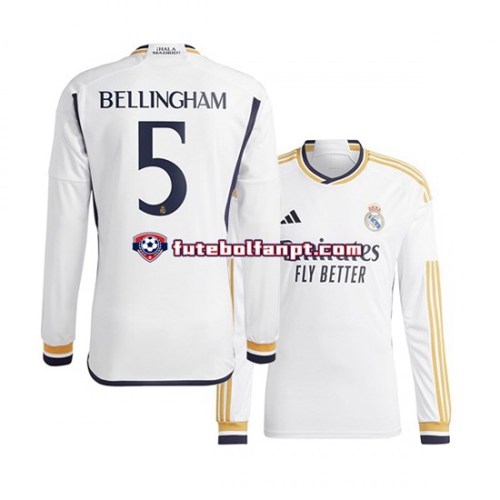 Camisola Principal Real Madrid Jude Bellingham 5 Época 2023/2024 Manga Comprida ,Homem