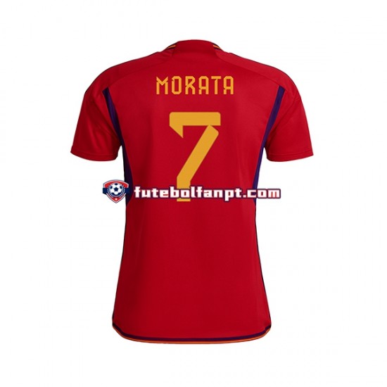 Camisola Principal Seleção Espanhola MORATA 7 World Cup 2022 Manga Curta ,Homem