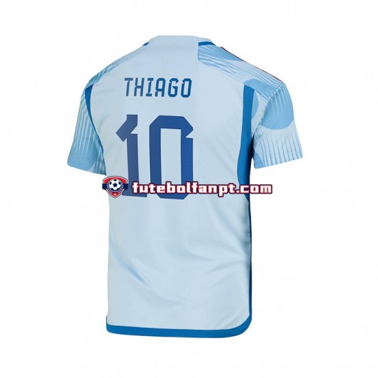 Camisola Alternativo Seleção Espanhola Thiago 10 World Cup 2022 Manga Curta ,Homem