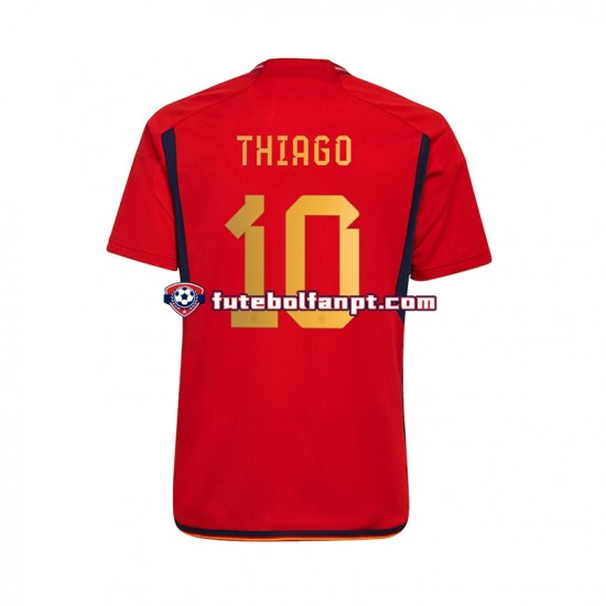 Camisola Principal Seleção Espanhola Thiago 10 World Cup 2022 Manga Curta ,Homem