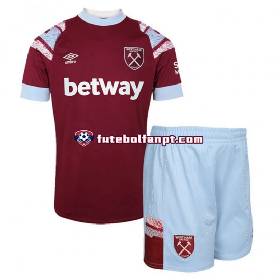 Camisola Principal West Ham United Época 2022/2023 Manga Curta ,Criança