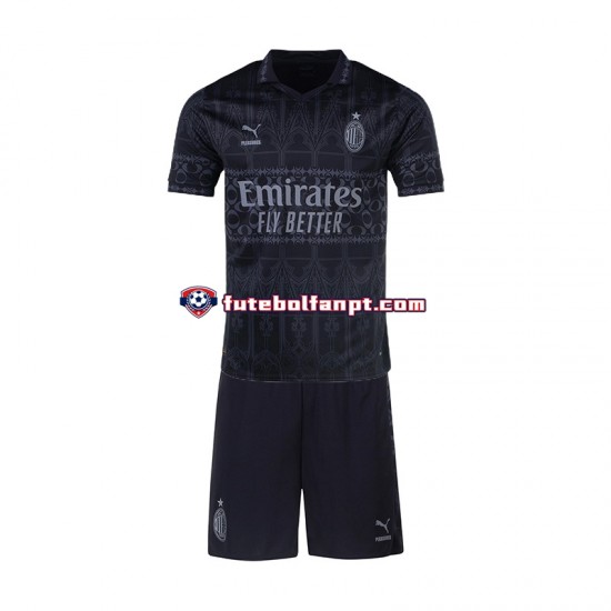 Camisola Alternativa (3ª) AC Milan Preto Época 2023/2024 Manga Curta ,Criança