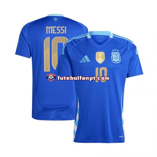 Camisola Alternativo Seleção Argentina Azul Lionel Messi 10 Copa America 2024 Manga Curta ,Homem