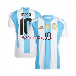 Camisola Principal Seleção Argentina Azul Branco Lionel Messi 10 Copa America 2024 Manga Curta ,Homem