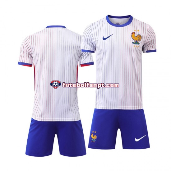 Camisola Alternativo Seleção Francesa Branco Euro 2024 Manga Curta ,Criança