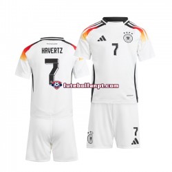 Camisola Principal Seleção Alemã Branco Havertz 7 Euro 2024 Manga Curta ,Criança