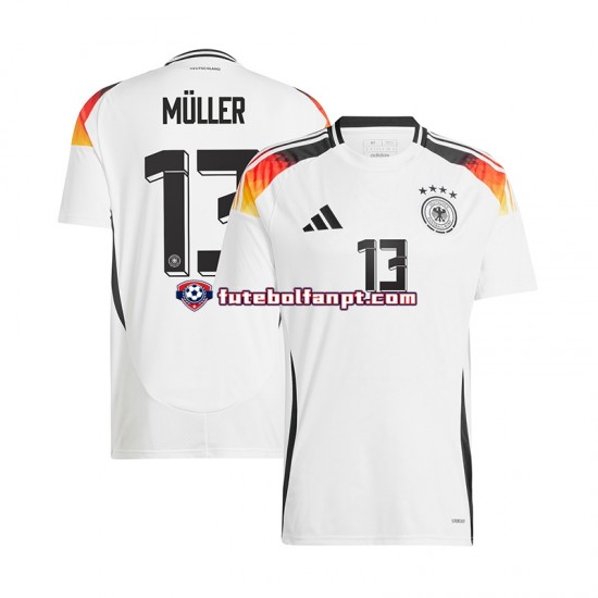 Camisola Principal Seleção Alemã Branco Thomas Muller 13 Euro 2024 Manga Curta ,Homem