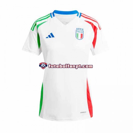 Camisola Alternativo Seleção Italiana Branco Euro 2024 Manga Curta ,Senhora