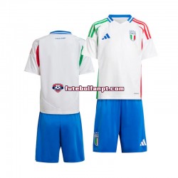 Camisola Alternativo Seleção Italiana Branco Euro 2024 Manga Curta ,Criança