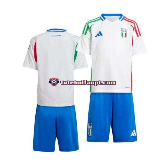 Camisola Alternativo Seleção Italiana Branco Euro 2024 Manga Curta ,Criança