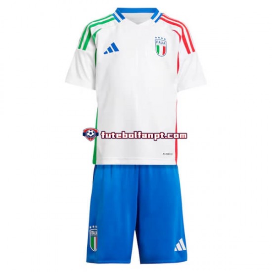 Camisola Alternativo Seleção Italiana Branco Euro 2024 Manga Curta ,Criança