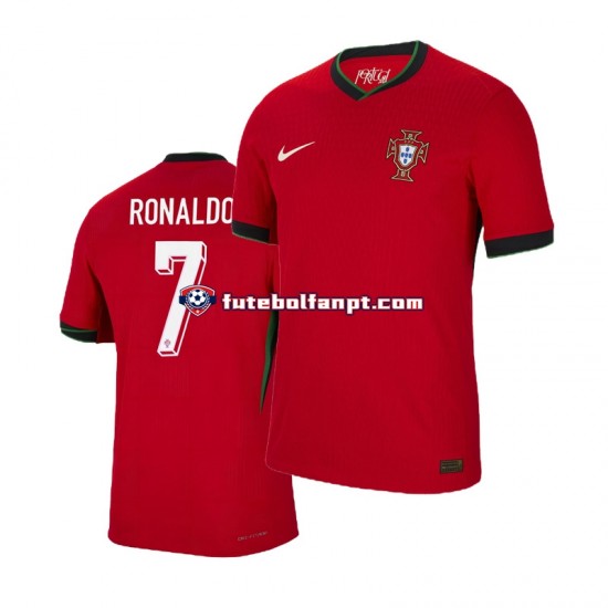 Camisola Principal Seleção Portuguesa Vermelho Cristiano Ronaldo 7 Euro 2024 Manga Curta ,Homem