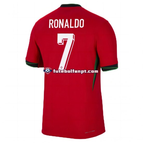 Camisola Principal Seleção Portuguesa Vermelho Cristiano Ronaldo 7 Euro 2024 Manga Curta ,Homem