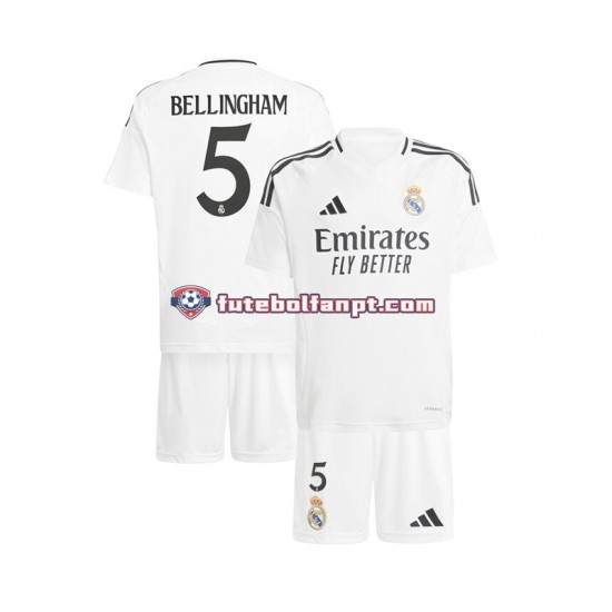 Camisola Principal Real Madrid Branco Jude Bellingham 5 Época 2024/2025 Manga Curta ,Criança