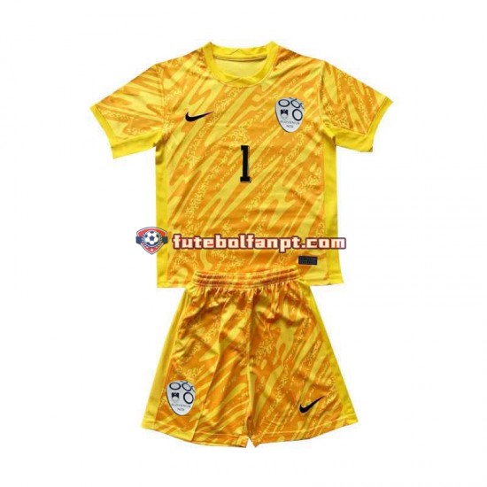 Camisola Principal Guarda-redes Seleção Eslovena Amarelo Jan Oblak 1 Euro 2024 Manga Curta ,Criança