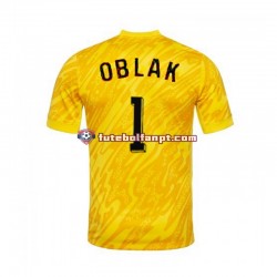 Camisola Principal Guarda-redes Seleção Eslovena Amarelo Jan Oblak 1 Euro 2024 Manga Curta ,Homem