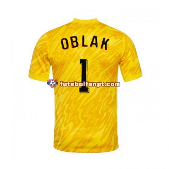 Camisola Principal Guarda-redes Seleção Eslovena Amarelo Jan Oblak 1 Euro 2024 Manga Curta ,Homem