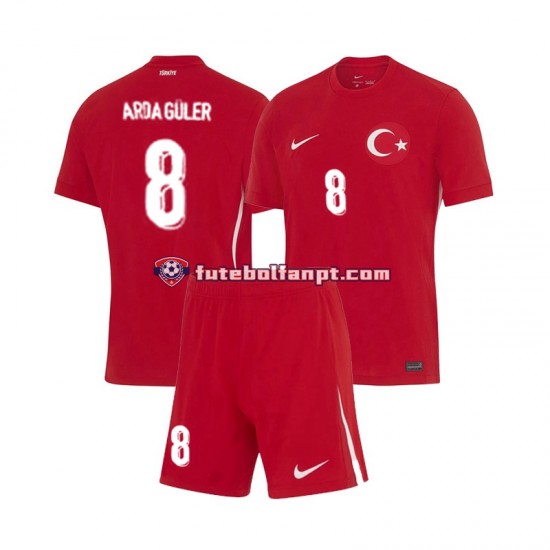 Camisola Alternativo Seleção Turca Arda Guler 8 Euro 2024 Manga Curta ,Criança