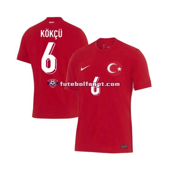 Camisola Alternativo Seleção Turca Orkun Kokcu 6 Euro 2024 Manga Curta ,Homem