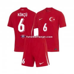 Camisola Alternativo Seleção Turca Orkun Kokcu 6 Euro 2024 Manga Curta ,Criança