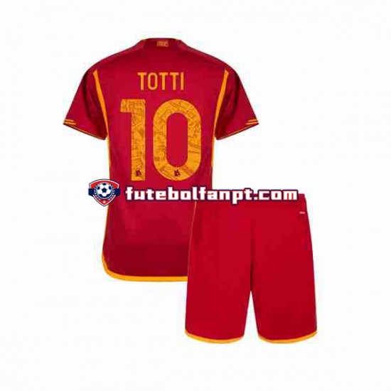 Camisola Principal AS Roma Totti 10 Época 2023/2024 Manga Curta ,Criança