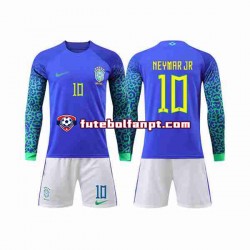 Camisola Alternativo Seleção Brasileira Neymar Jr 10 World Cup 2022 Manga Comprida ,Criança