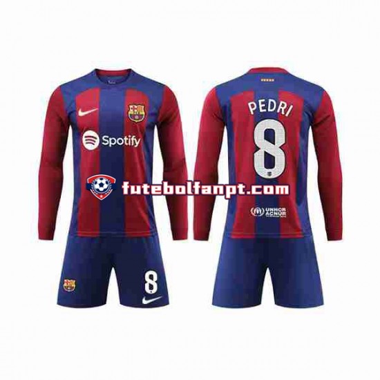 Camisola Principal FC Barcelona Pedri 8 Época 2023/2024 Manga Comprida ,Criança