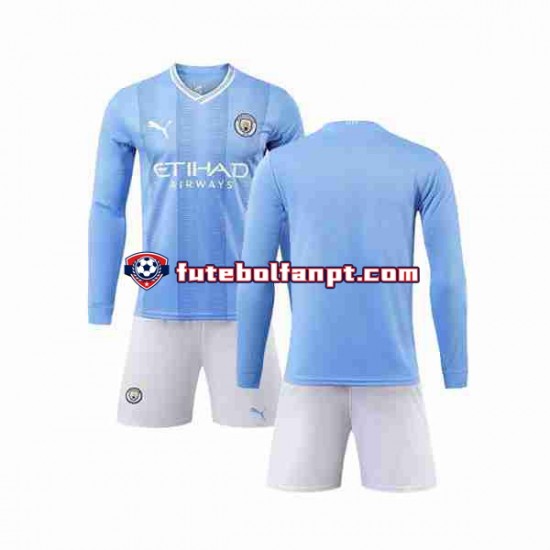 Camisola Principal Manchester City Época 2023/2024 Manga Comprida ,Criança