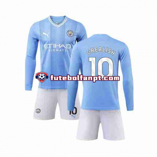 Camisola Principal Manchester City Grealish 10 Época 2023/2024 Manga Comprida ,Criança