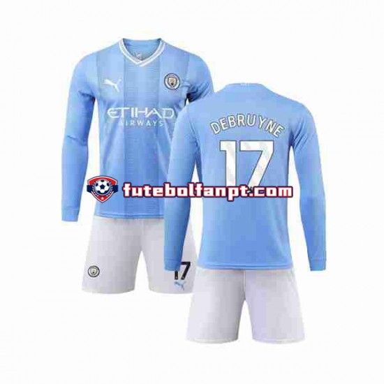 Camisola Principal Manchester City Kevin De Bruyne 17 Época 2023/2024 Manga Comprida ,Criança