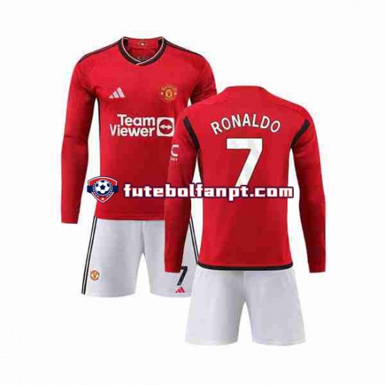 Camisola Principal Manchester United Ronaldo 7 Época 2023/2024 Manga Comprida ,Criança